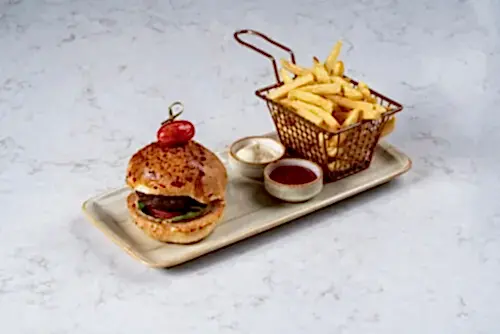 Vegetable Burger with French Fries